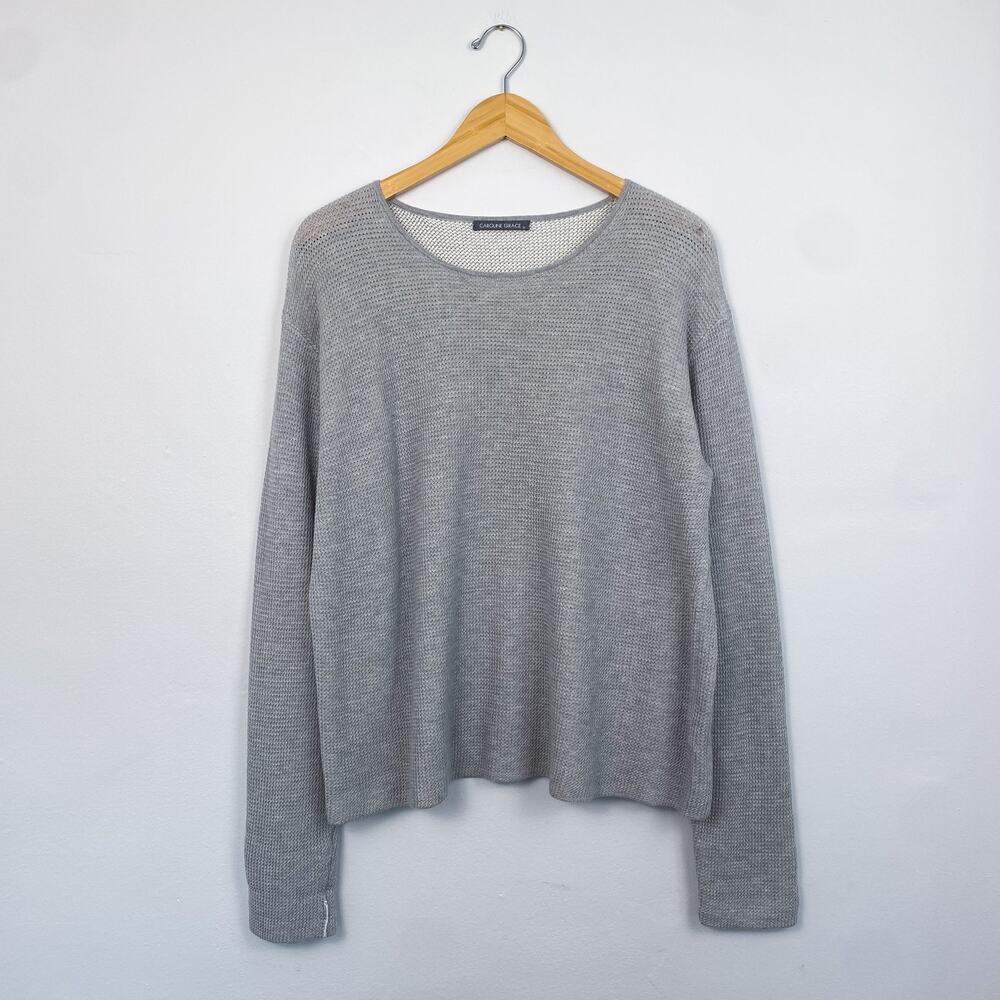 Caroline Grace Cotton Cashmere Thermal Knit Sweater XL